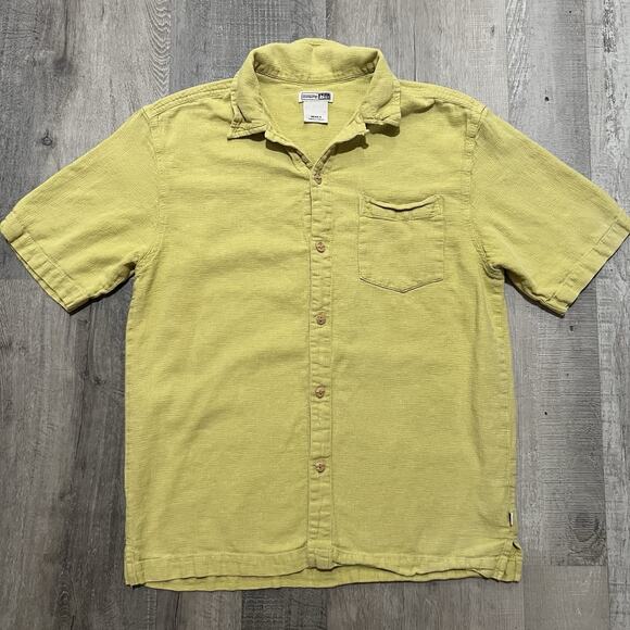 Vintage REI Hemp Loop Collar Button Shirt Mens Green Casual Blank Outdoor Sz S - Picture 1 of 6